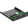 InLine Pannello frontale InLine® da 3,5", 2x USB-A + 2x USB-C, 10 Gb/s, metallo, nero