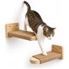 Qnbonrich Scala per gatti da parete, 2 pezzi, parete da arrampicata con corda di iuta per graffiare, in legno massello di gomma massiccio, portata massima di 15 kg, per arrampicata e gioco