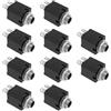 Create idea 10 Pezzi Presa Audio A 3 Pin Presa O Plug Da 6,35 Mm Modello PJ-612 Presa Da Pannello Jack Mono Aperta Con Dado Per Microfono E Amplificatore