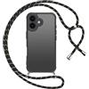 SEHEYA Cover Opaca Cordino per Xiaomi Poco X7 Pro 5G Custodia Nero Oro Laccio Collana Tracolla Regolabile TPU Morbido Resistente PC AntiGraffio Case