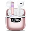 Kauguo - Auricolari Bluetooth senza fili, 5.4 con 4 ENC, riduzione del rumore, microfono HiFi stereo IPX6, impermeabile 42 ore, con schermo a LED, Bluetooth, controllo touch per iOS Android, rosa
