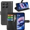 BOCTECH Cover a Libro in Pelle per Motorola Moto G37, Nero