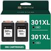 JINTUM 301XL Cartucce nere Multipack compatibili con HP 301 cartucce di ricambio per Envy 4500 4504 4502 5530 OfficeJet 2620 4630 4632 DeskJet 2540 1510 1000 1050 2050 (nero, confezione da 2)