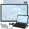 DEERTiME 2026 Tablet 10 Pollici Android, 12GB RAM + 128GB ROM/TF 1TB, 5G WiFi, Bluetooth 5.0, Batteria 6000mAh, 5+8 MP Camera, Widget, GPS, Widevine L1, GMS, Tablet con Custodia, Mouse e Tastiera - Blu