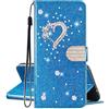 SEHEYA Compatibile con Xiaomi Redmi Note 13 5G Cover Libretto Brillantini Amore Cuore Diamante Motivo Custodia PU Pelle Glitter Portafoglio a Libro Donna Flip Case Magnetica Caso, Blu