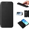 Jeelar ESONG Custodia per Motorola Moto G35,Ultra Sottile Fibra di Carbonio Custodia Antiurto Antiscivolo Cover di Protezione con Porta Carte, [Chiusura Magnetica] [Funzione di appoggio] - Nero