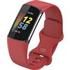 FunBand Cinturino Compatibile con Fitbit Charge 5, Cinturini Sportivo di Ricambio in Silicone Morbido Regolabile Accessori Cinturino per Fitbit Charge 5 Activity Tracker per Donne Uomini, Rosso