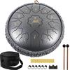 AKLOT Handpan,AKLOT 12 pollici 13 Nota Tongue Drum Tamburo in Acciaio Hang Drum con Chiave in do con Bacchette Note Stickers Finger Picks Staffa Mazzuolo e Custodia