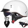 EHKINY Caschi Cromwell Vintage Casco Aperto For Moto Retrò - Mezzo Casco Omologato ECE DOT Con Visiera Resistente Ai Raggi UV, Vestibilità Regolabile, Design Aerodinamico(D,XXL(63~64cm))