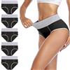 wirarpa Slip Elasticizzato Mutande Donna Cotone Vita Alta Pacco 5 Nero XS