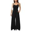 Xiaoliny Tuta Intera Donna Elegante Senza Maniche a Spalline Sottili Jumpsuit Scollo a U Estiva Casual Schiena Scoperta Vita Alta Tuta Pantaloni a Gamba Larga con Tasche Basic Monopezzi e Tutine Lungo