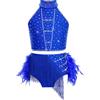Yihuimin Vestito Bambina Pattinaggio Artistico Con Strass Corsetto Vestito Danza Classica Senza Maniche Abito Bambina Dai Ai Anni Blu reale 13-14 anni