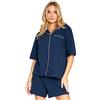 CityComfort Pigiama Donna Cotone con Bottoni Set 2 Pz Pigiami Donna Estivi Corti Comodo Abbigliamento da Casa Idee Regalo (M, Marina)
