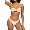 SHEKINI Costume da bagno da donna con scollo a O, con lacci, senza spalline, sexy, da spiaggia, High Cut, marrone, L