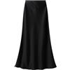 FM2018XSL Gonna Lunga Raso Donna Elastico in Vita Alta Elegante Gonna a Coda di Pesce Casual Maxi Gonna Plissettata, XXL, Nero