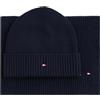 Tommy Hilfiger Uomo Set Regalo Flag Sciarpa e Berretto, Blu (Space Blue), Taglia Unica