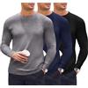 Ekouaer Uomo Maglietta Termica Palestra Compression Shirt Ciclismo Running Sportiva, Nero+Blu Navy+Grigio, XXXL
