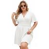 LIAMERHE Abito Donna Estivo/Inverno Elegante con Scollo a V e Vita Alta, Manica Corta/Maniche Lunghe - Plus Size Vestito - Vestiti Comodo Traspirante per Casual e Occasioni Speciali