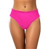 SHEKINI Bikini da donna a vita alta con orlo arricciato, dettagli sexy, elegante, per spiaggia, piscina e sport acquatici, Colore: rosa., L