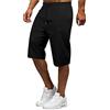YAOBAOLE Pantaloncini & Bermuda Uomo 3/4 Pantaloni lunghi da Uomo Estate Cotone Lino Pantaloncini Vita Elastica, Nero , L