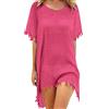 LKRSEEF Copricostume Donna Mare Pareo Vestiti Estivi Spiaggia Lungo Boho Chic Dresses Curvy Accessori Mare Costumi da Bagno Elegante Copri Uncinetto Traforato Borgogna