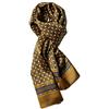 UK_Stone - Foulard da uomo, 100% seta, sciarpa vintage, Motivo floreale a quadretti dorato, Taglia unica