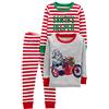 Simple Joys by Carter's Set Pigiama Natalizio in Cotone Aderente, 3 Pezzi Unisex Bambini e Ragazzi, Pacco da 3, Grigio Motociclette/Rosso Righe, 4 anni