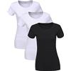 LiKing T-Shirt Donna Maglietta con Scollo Rotondo Cotone Maniche Corte Tee Top Pacco da 1/3 6101