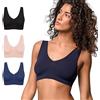 FOCENZA Reggiseno Donna Senza Ferretto 3 Pezzi, Brassiere con Spallina Larga in Microfibra Elasticizzata in Vari Colori, Made in Italy (Nero-Cipria-Blu, S-M)
