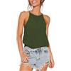 iChunhua - Canotta da donna con scollo a halter, in cotone morbido, estiva, senza maniche, tinta unita, T-shirt, camicia, taglie S-XL, Oliva, S