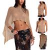 JasmyGirls - Top da donna in pizzo trasparente Y2K, copripallina da spiaggia, smanicato, bolero, scialle in maglia, per l'abbigliamento da spiaggia, Oro, XS-XL