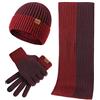 LumiSyne Invernali 3 Pezzo Cappello Sciarpa Guanti Per Uomo Donna Moda Semplice Jacquard Bicolore Guanti Touch Screen Sciarpa Lunga Cappello In Maglia Berretto Beanie Ispessita e Morbida