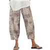 ZANZEA Pantaloni casual da donna in cotone e lino, taglio ampio, dritti, elasticizzati in vita, pantaloni chino con tasca