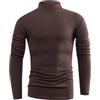 GliAnTok Maglietta intima da uomo con collo a lupetto, a maniche lunghe, morbida, casual, in maglia aderente, Marrone, M