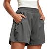 YYDSXK Pantaloncini da Bagno Donna, Slip da Bagno a Vita Alta con Tasche, Boardshort ad Asciugatura Rapida con Fodera a Boxer UPF 50+ UVA, Costumi da Bagno per Spiaggia e Sport Acquatici (Grigio XL)