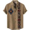 YOSUWOAI Camicia da uomo retrò con stampa tribale, casual, con bottoni, maniche corte, hawaiane, camicie estive, da spiaggia, a maniche corte, in lino, comoda, camicia estiva leggera, O caffè., M