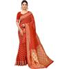 C J Enterprise Sari da donna in pura seta Kanjivaram Banarasi tipo con camicetta pezzo per matrimonio Sadi (DiamondCut), Rosso, taglia unica