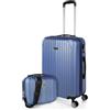 ITACA - Valigia Da Stiva Rigida Valigia Espandibile - Trolley Grande Con Ruote Con borsa da toilette, Valigia 23kg Per Viaggi, Trolley Da Stiva Resistente. Lucchetto a Combinazione, Blu zaffiro