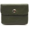 Lemasi Mini portafoglio in pelle, made in Italy, vera pelle bovina, compatto, 11 x 8,5 cm, leggero 50 g, 3 scomparti, bottone automatico, per uomo e donna, portamonete, Oliva profondo, S, Minimalista