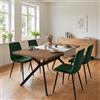 LEWE Tavolo da pranzo in legno Scuro con 4 Verde scuro Sedie in Velluto | Tavolo Rettangolare da 140 x 80 cm, Gambe Sedie e Tavolo in Metallo, Ergonomico, Ideale per Sala da Pranzo Cucina Soggiorno