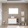 Kiamami Valentina - Mobile bagno sospeso 100cm bianco con vano a giorno grigio, top rovere e specchio 100X60 | Nizza