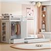 Azkoeesy Letto a Castello per 3 Persone con Letto Estraibile, Armadio, Cassetti e Ripiani, Struttura Rinforzata in Legno di Pino, Colore Bianco, 90x200 | 90x190 cm, per Adolescenti e Adulti