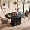 Aislinglen Tavolo da pranzo rotondo allungabile, tavolo da pranzo ovale con spazio di archiviazione per frigorifero, tavolo da cucina moderno per 4-6 persone, adatto per cucina, sala da pranzo e