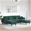 sephironlbb Divano angolare in velluto verde scuro, 3 pezzi, 250 x 188 x 76 cm, moderno divano angolare con nucleo a molle e funzione reclinabile, comodo set imbottito per soggiorno, soggiorno, camera