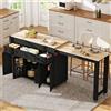 Wyibwy mobile Isola da cucina 137-190.6cm,tavolo da pranzo estensibile con portaspezie e cassetti,tavolo da bar con zona pranzo allungabile,Credenza,Isolasu ruote per sala da pranzo,Nero