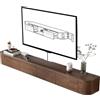 HYANXUE Armadio TV galleggiante, supporto TV montato con porta apribile e porta laterale, panca TV contenitore, camera da letto, soggiorno, marrone, 220 cm