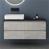 doporro Mobile Bagno Sospeso 120 cm con Lavabo da Appoggio e 4 Cassetti | Naturale Chiaro, Lavabo in Marmoresina Bianco, Chiusura Soft Close, Normal F031/F033 Colossum812