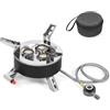 SMTYXS Fornello da Esterno Portatile 6800 W Campeggio A Gas Pieghevole 3 Fuochi A Fuoco Forte con Custodia for Escursionismo Cucina Picnic Facile da Cucinare
