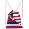Lawenp Zaino con coulisse della bandiera dello stato americano e delle Hawaii Borsa da palestra sportiva in tela Borsa a tracolla resistente per uomo donna
