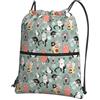 HJFCZH Zainetto con coulisse e cerniera, con stampa di gatti in stile cartone animato, leggero, impermeabile, per viaggi, sport e yoga, copertura pieghevole durevole con tasca frontale
